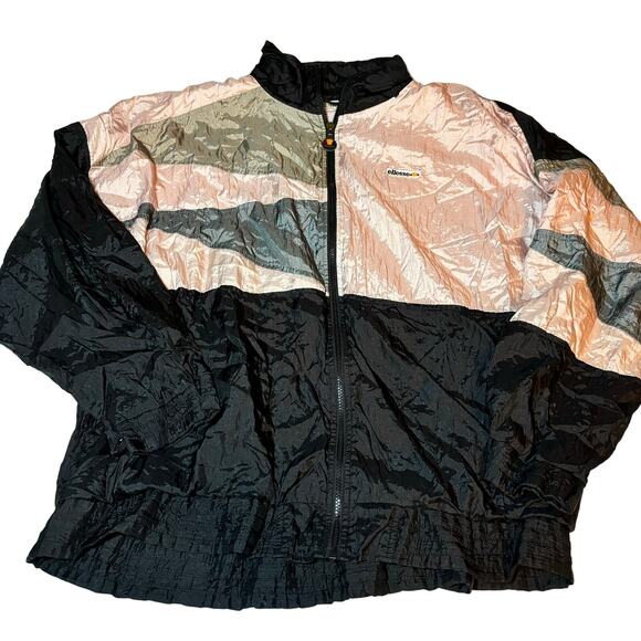 Ellesse Vintage Windbreaker Jacket Size 8 Pink Gray Black Blue - Picture 1 of 8